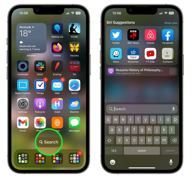 漠河苹果手机维修分享升级到 iOS 16 后，如何删除主屏幕上的搜索按钮 
